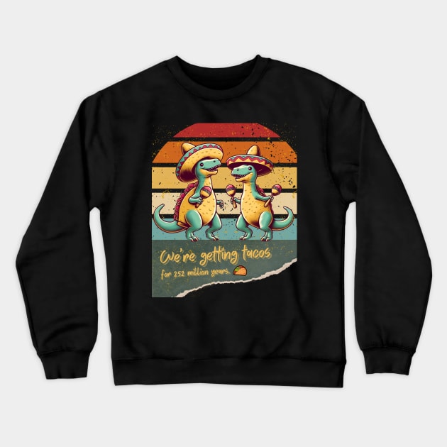 Funny Tacosaurus Brothers Crewneck Sweatshirt by mieeewoArt